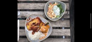 Lasagna, baked filled bell peppers 🤤   at Nordvegan in Oslo