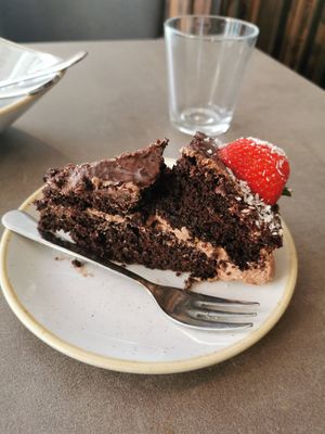Chocolate cake at Nordvegan in Oslo