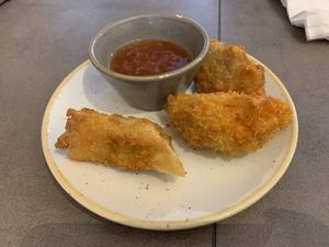 Dumplings with sweet chili sauce   at Nordvegan in Oslo