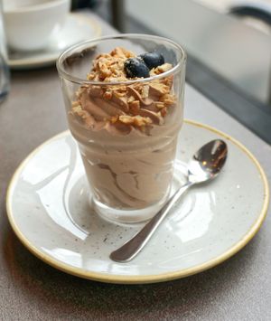 Chocolate/Peanut mousse at Nordvegan in Oslo