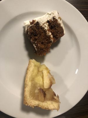 Carrot cake and apple pie  at Nordvegan in Oslo
