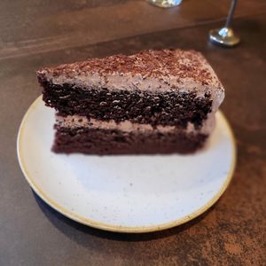 Chocolate cake at Nordvegan in Oslo