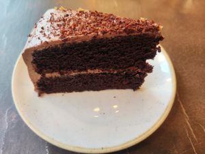 Chocolate cake at Nordvegan in Oslo