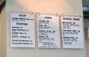 Menu at Nordvegan in Oslo