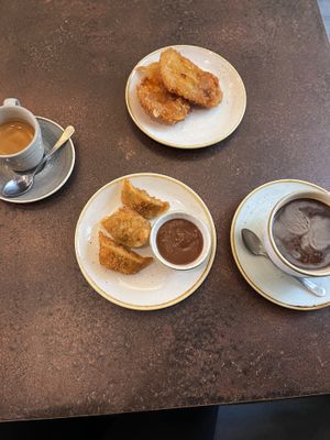 Dumplings and sweet potato tempura   at Nordvegan in Oslo