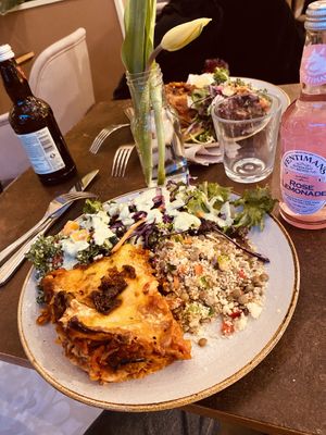 Lasagne - excellent portion sizes  at Nordvegan in Oslo