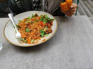 Stir fry noodles at Nordvegan in Oslo