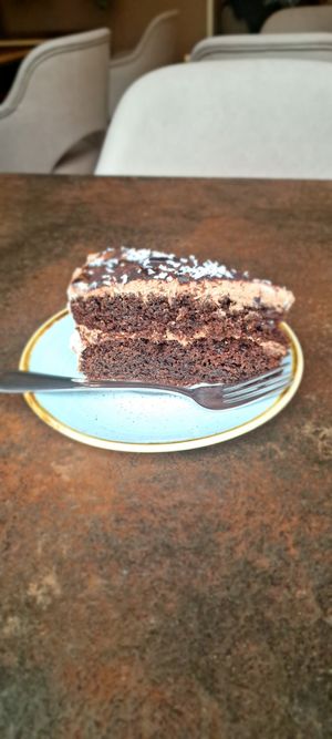 Chocolate cake at Nordvegan in Oslo