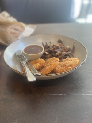 Some kind of katsu or breaded pumpkin? I can’t remember what it was, but it was divine!  at Nordvegan in Oslo