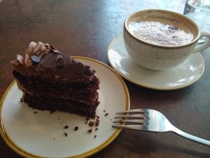 Chocolate cake & Chai latte at Nordvegan in Oslo