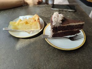 Apple Cake and Chocolate Cake at Nordvegan in Oslo