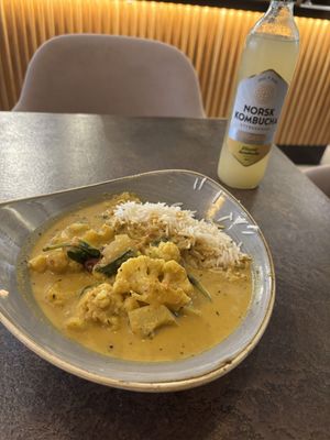 Jamaican Curry with rice  at Nordvegan in Oslo