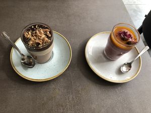 Chocolate and berry mousse at Nordvegan in Oslo