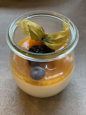 Pannacota with maracuja at Nordvegan in Oslo
