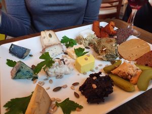 Cheese board at Le Faitout Vegan in Paris