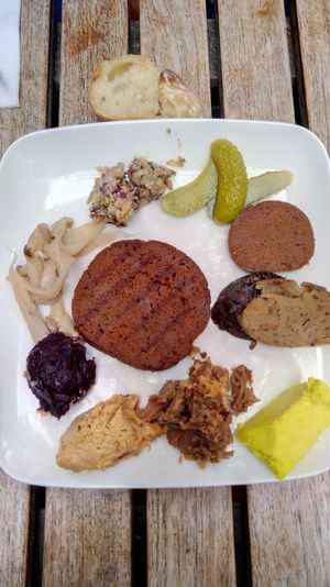 starters - cold sausages platter at Le Faitout Vegan in Paris