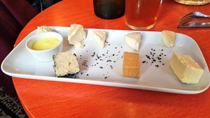 Cheese platter at Le Faitout Vegan in Paris