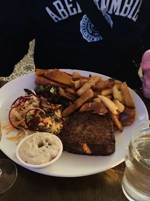 Vegan steak  at Le Faitout Vegan in Paris