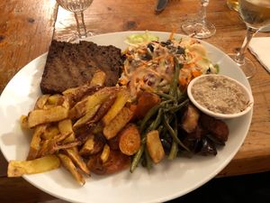 Steak at Le Faitout Vegan in Paris