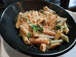 Mushroom penne at Le Faitout Vegan in Paris