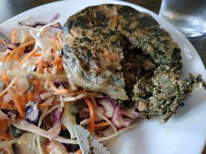 Entrée filled with veggies. The salade dressing is amazing at Le Faitout Vegan in Paris