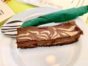 Vegan salted caramel cheesecake at Musicker in Isle Of Bute