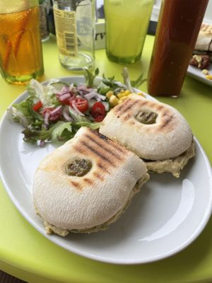 Hummus olive and pesto panini   at Musicker in Isle Of Bute