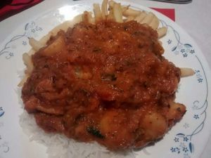 Chips after I'd poured over a curry at India Pavilion in Rothesay