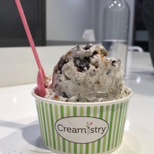 Coconut milk base with Oreos and almonds mixed in  at Creamistry in Scottsdale