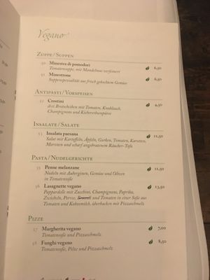 Vegan Menu at La Locanda in Muenster