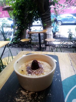 Creme brulee at Aura Vegana in Mexico City