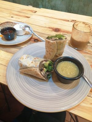 Burrito de la tierra at Aura Vegana in Mexico City