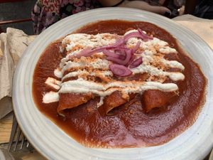 Guajillo chile enveganadas  at Aura Vegana in Mexico City