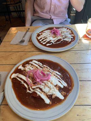 Delicious guajillo enveganadas!   at Aura Vegana in Mexico City