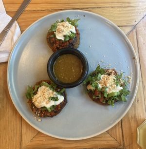 Soy sausage appetizer   at Aura Vegana in Mexico City