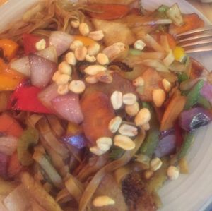 noodles  at Aura Vegana in Mexico City