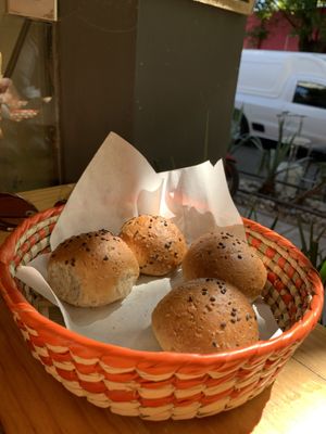 Tasty fresh bread  at Aura Vegana in Mexico City