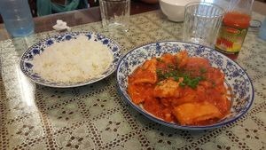Fried tofu with tomato with onion. Đậu Hủ Sốt Cà. at Ho Lo Quan in Hoi An