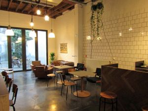 Table seating or comfy chairs. at Full Circle - Zuid in Ghent