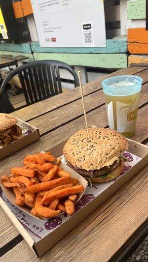 Seitan burger with sweet potato, very tasty and good price   at Las Vegan's - Kazinczy Trailer in Budapest