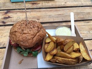 sweet sour, chips with curry sauce.... beauty ! at Las Vegan's - Kazinczy Trailer in Budapest
