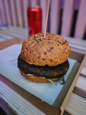 Mushroom burger at Las Vegan's - Kazinczy Trailer in Budapest