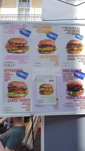 Menu at the food truck near Szimpla bar. at Las Vegan's - Kazinczy Trailer in Budapest