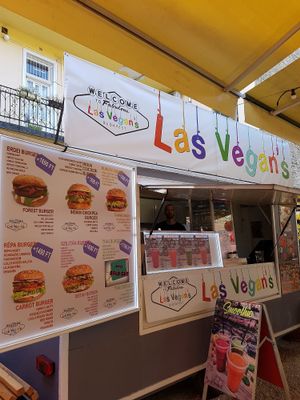 Truck and the menu at Las Vegan's - Kazinczy Trailer in Budapest
