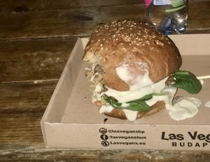 Magic mushroom burger  at Las Vegan's - Kazinczy Trailer in Budapest