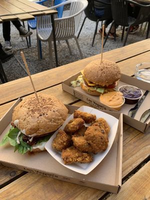 Seitan + mushroom burgers  at Las Vegan's - Kazinczy Trailer in Budapest