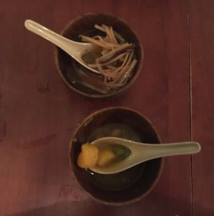 Sweet&sour + pumpkin soup at Ginger Root in New York City