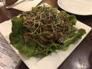 01. Cold green tea noodle   at Ginger Root in New York City