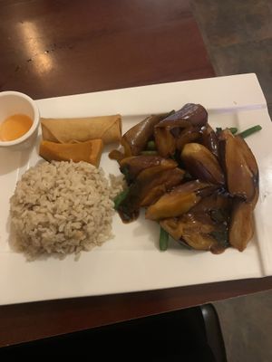 Eggplant and string beans lunch special   at Ginger Root in New York City