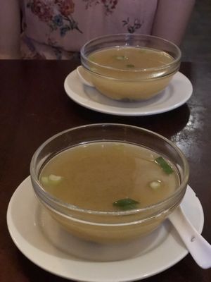 Miso soup (coming with the main dishes)  at Ginger Root in New York City